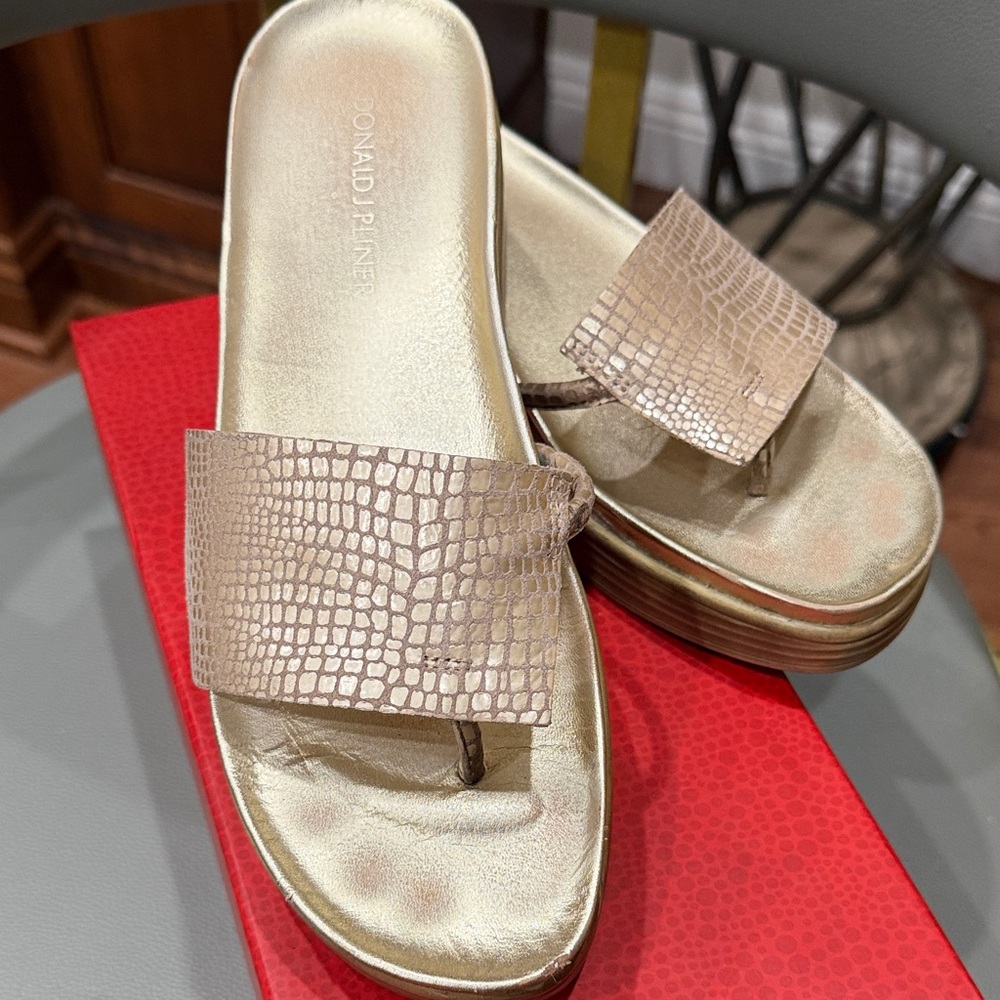 Donald J. Pliner Metallic Slide Sandals